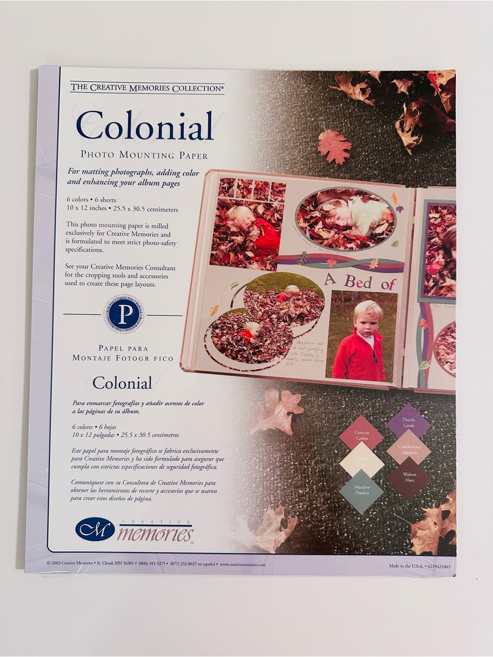 Creative Memories 10x12 Colonial Photo Mounting Paper - 6 colors • 6 sheets
